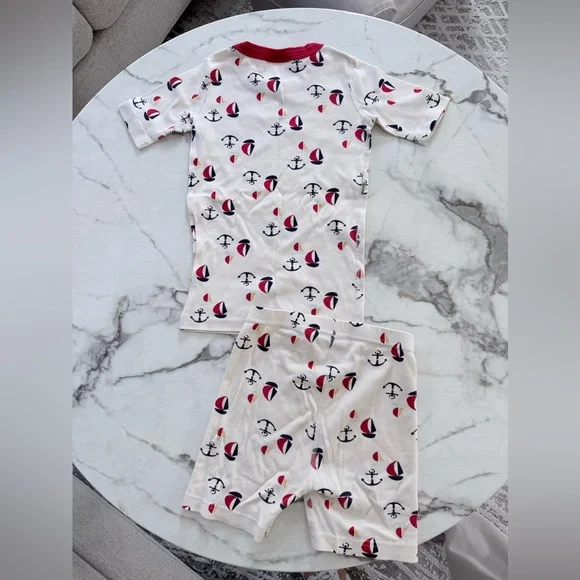 Hanna Anderson Kids Sailboat Anchor Pajama Set - Cream with Navy & Red - Picture 5 of 5